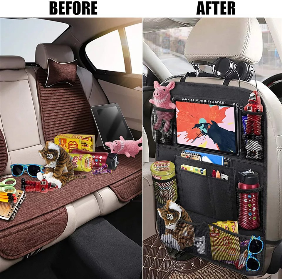 Car Seat Back Multi Pocket Tidy Storage Bag | Organizer Tablet Holder | Travel Pouch | Tidy Organiser |