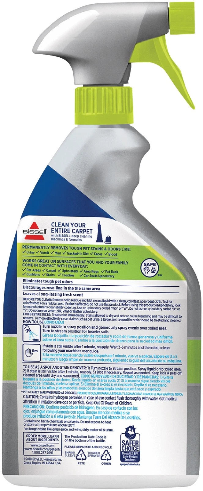Bissell Tough Stain Odour Remover 650ml Liquid Carpet Rug Upholstery Stain Removing Solution, Pet Children Safe