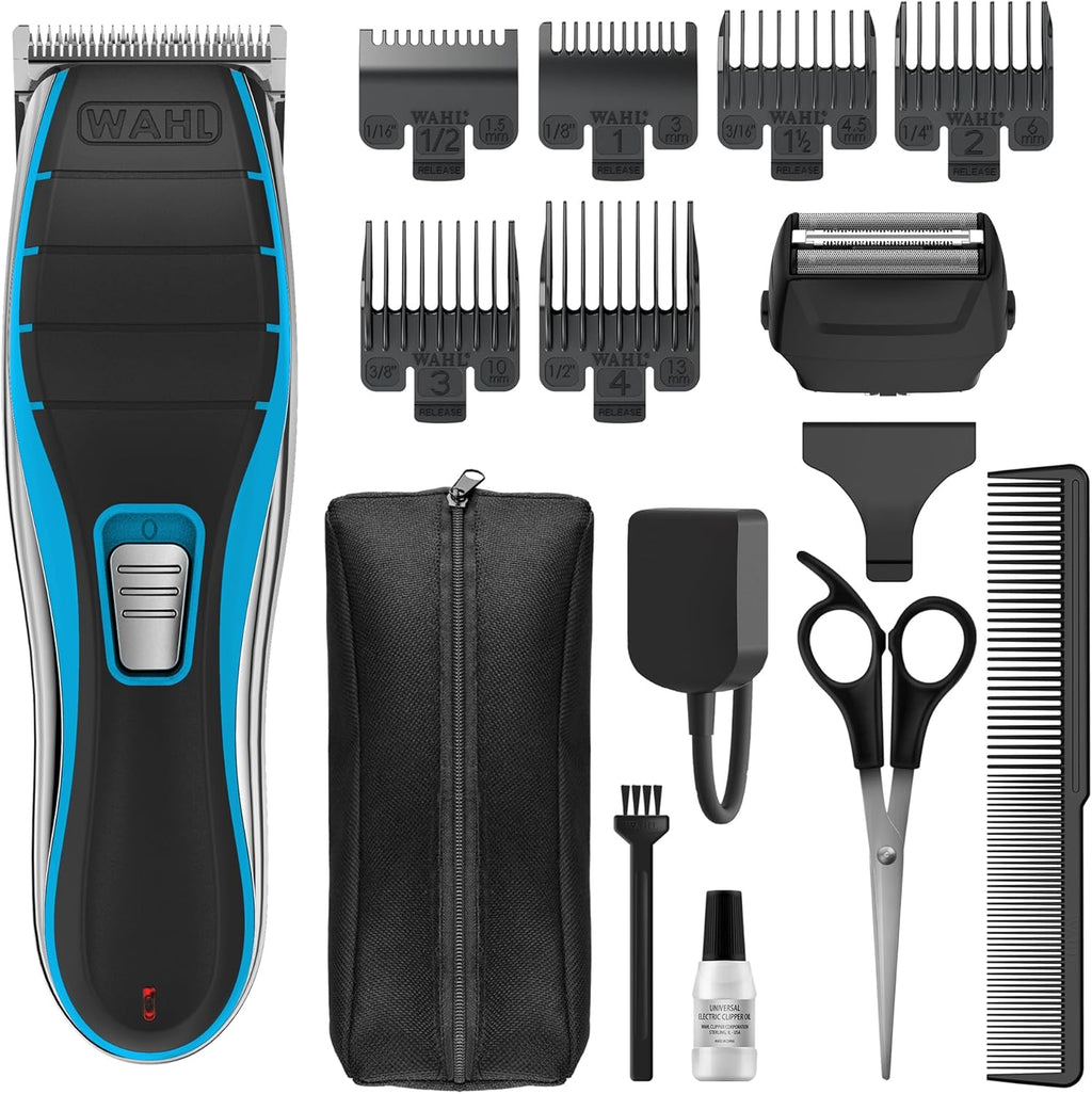 Wahl Cordless Hair Clipper Men's Home Barber DIY Haircut Haircutting Set 15 PC