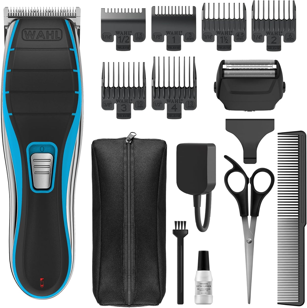 Wahl Cordless Hair Clipper Men's Home Barber DIY Haircut Haircutting Set 15 PC