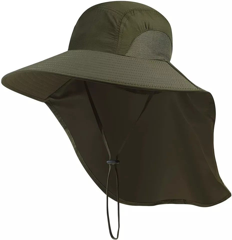 Unisex Outdoor Fishing Hiking Hat | Anti UV Sun Protect | Neck Face Flap | Golf Cap | 100% Nylon | Machine Wash