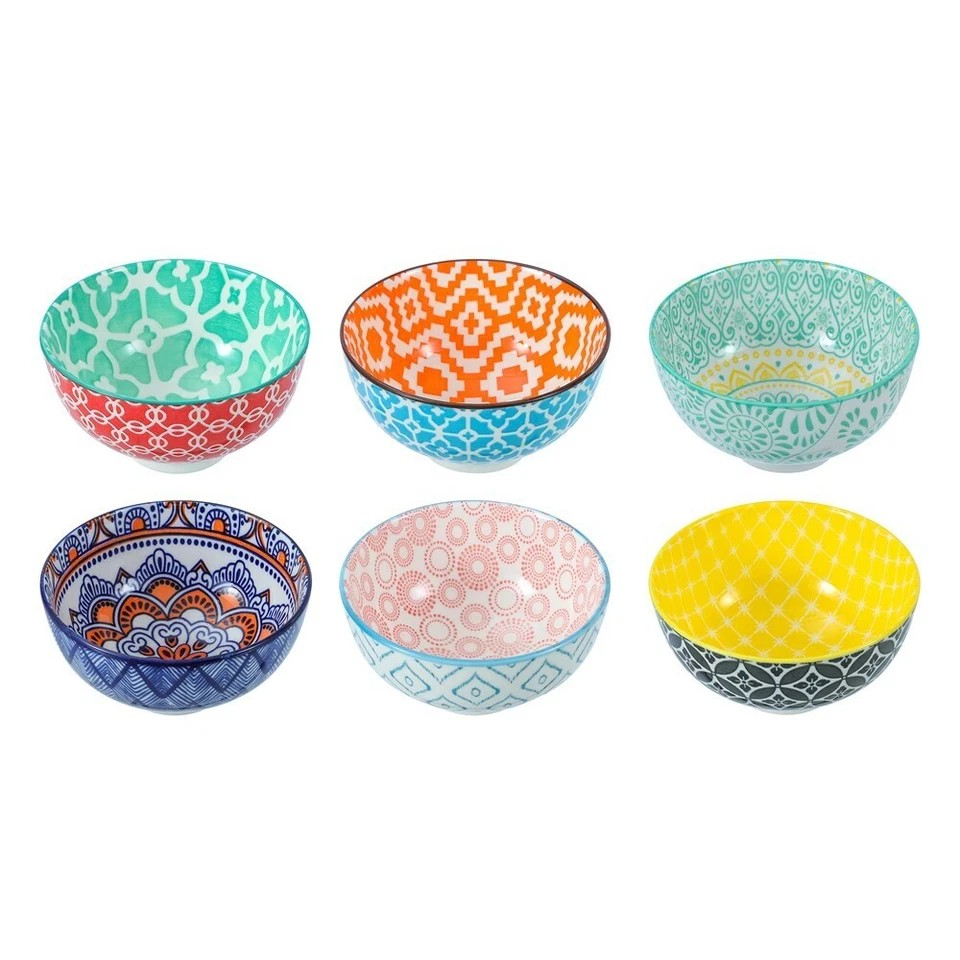 Lemon & Lime Moroccan Deco | 11.5cm Ceramic Rice Soup | Serving Bowl Round Asstd x 8