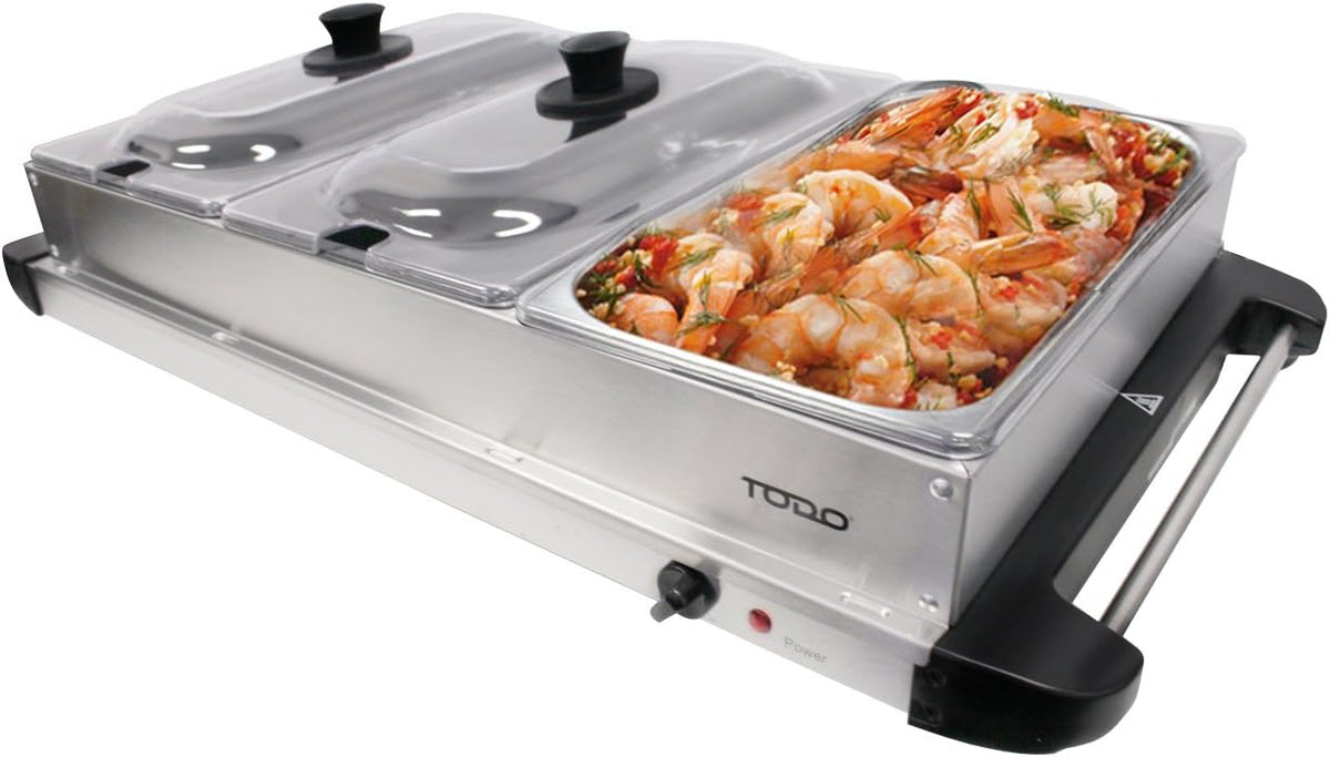 3 Tray Buffet Style Food Warmer Bain Marie Warmer Chafing Dish - Stainless Steel