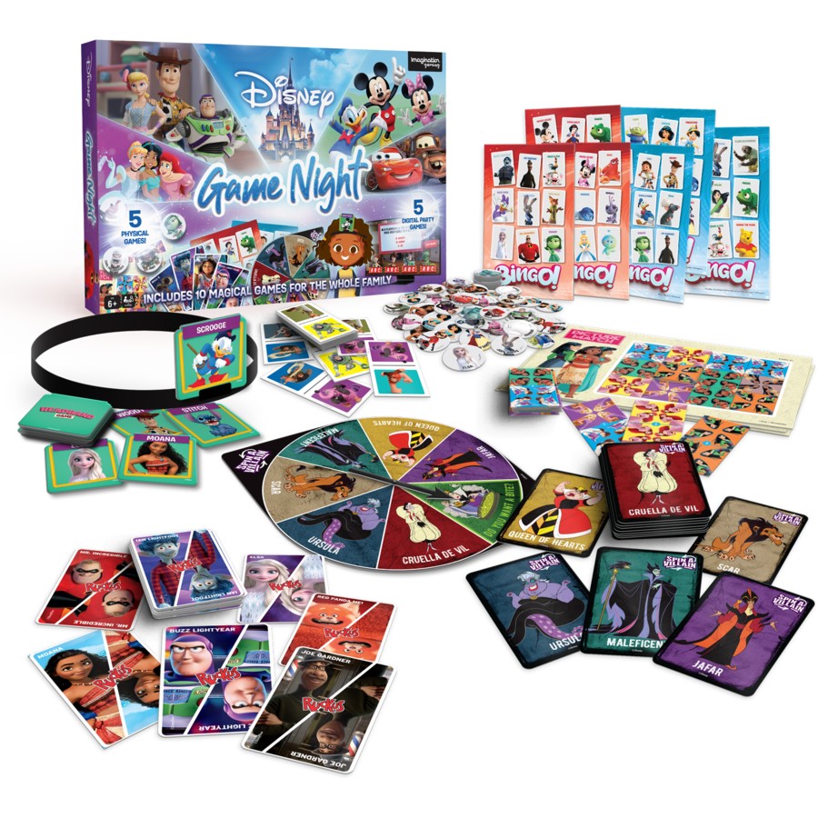Disney Game Night Board Game - Disney 10 Pack of Family Fun-Filled Games with Disney Characters