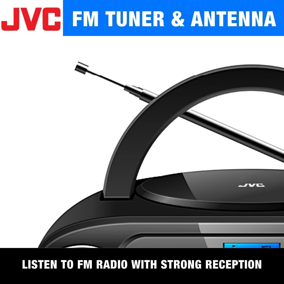 JVC Bluetooth Boombox | Portable Wireless Music CD Player USB/MP3/FM Radio
