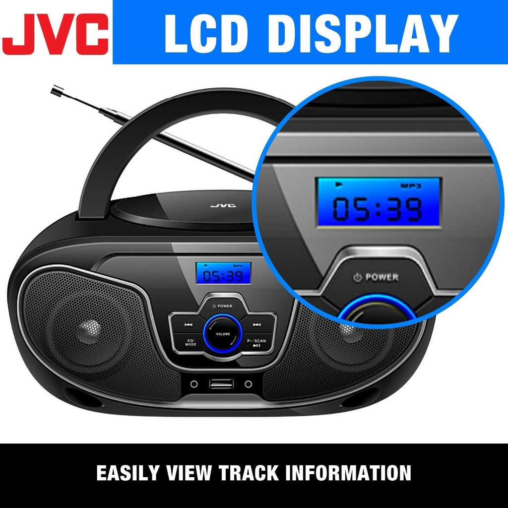 JVC Bluetooth Boombox | Portable Wireless Music CD Player USB/MP3/FM Radio