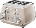 De'Longhi Retro 4 Slice Toaster - 1800W Stainless Steel Bread Browning Toast Maker - Wedding Anniversary Birthday Gift Set