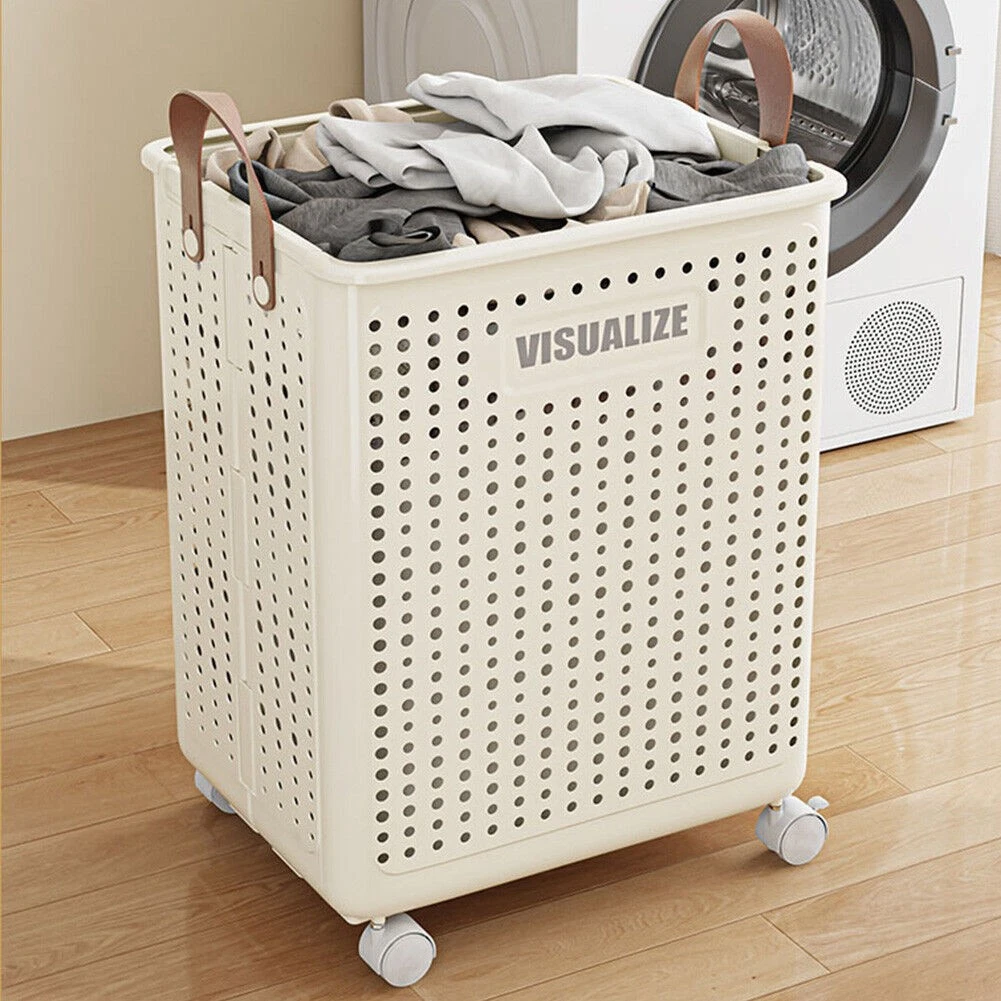 Large Rolling Hamper Basket Clean Dirty Clothes Laundry Hamper, Toy Blanket Organiser Storage Bin