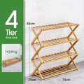 4 Tier Bamboo Shoe Rack Folding Wooden Shoe Bathroom Towel Shelf Shelving Unit Cabinet Organiser