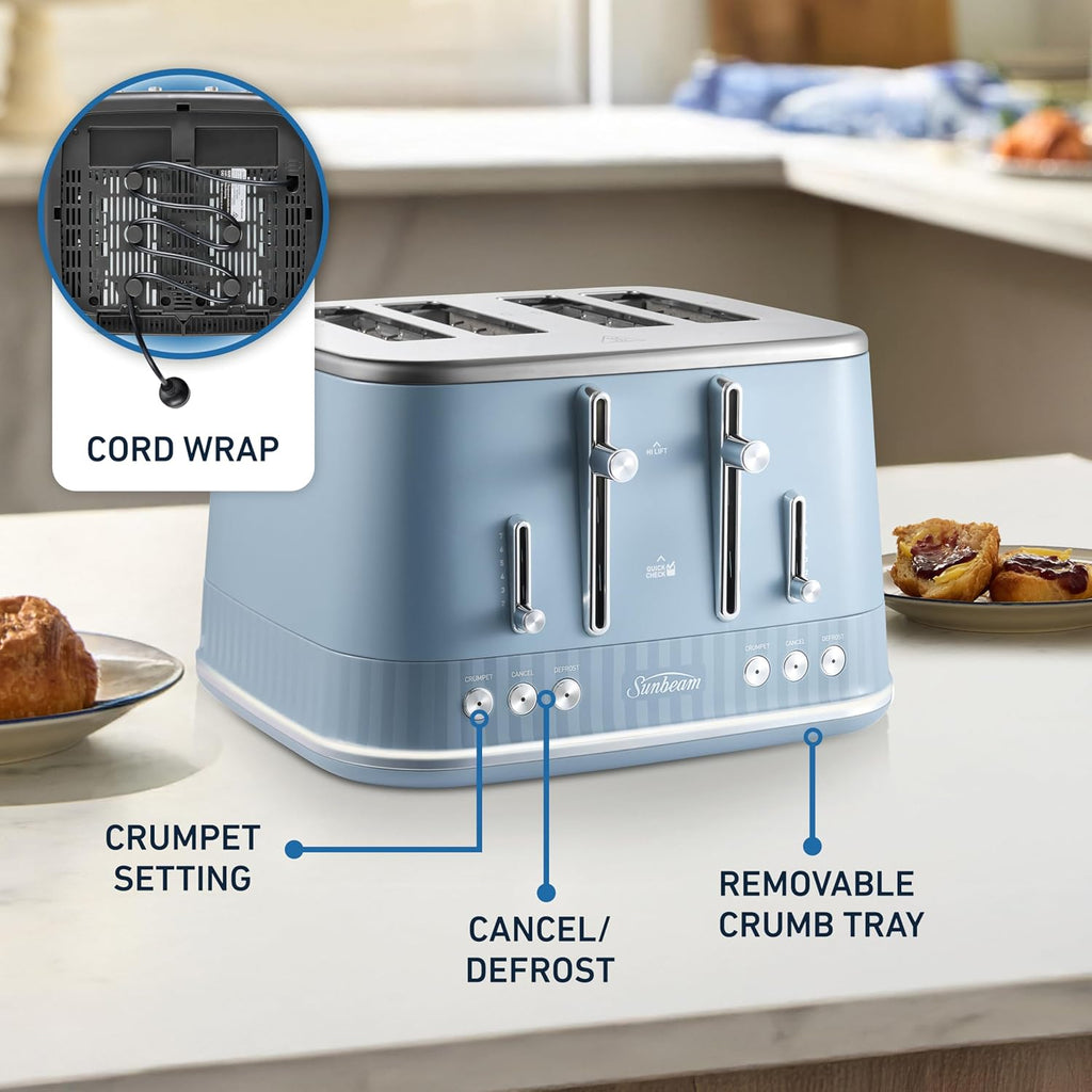 Vintage 4 Slice Toaster Electric Browning Levels Crumpets Bagels Toasting High Lift Lever Crumb Bread