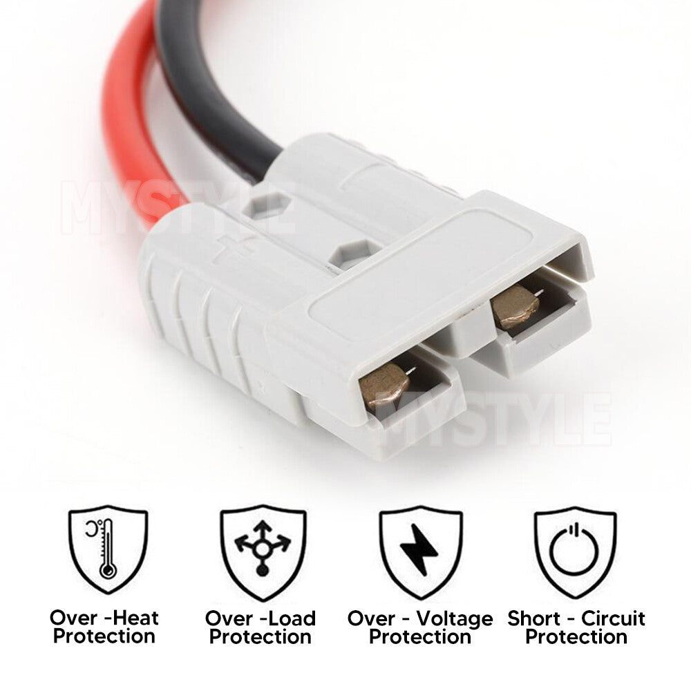 50Amp FUSED Anderson Lead 50Amp Plug to 8mm Lugs, Electrical Systems Battery Box or Solar Panel Connection