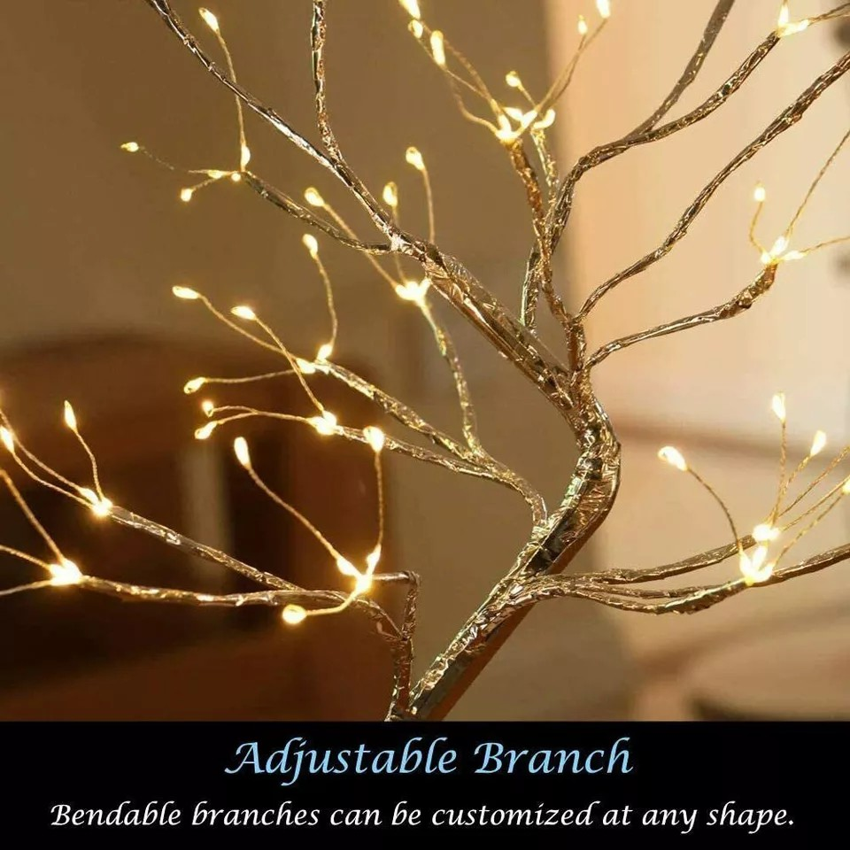 108 LED USB Tree Night Light Fairy Wire Desk Table Room Lamp Party Decor Bedside