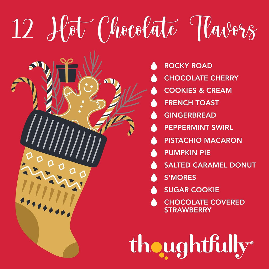 12 Days of Christmas Hot Chocolate Advent Calendar Countdown Calender Gift Set, 12 Pack Gourmet Hot Cocoa Mixes – Christmas Flavours