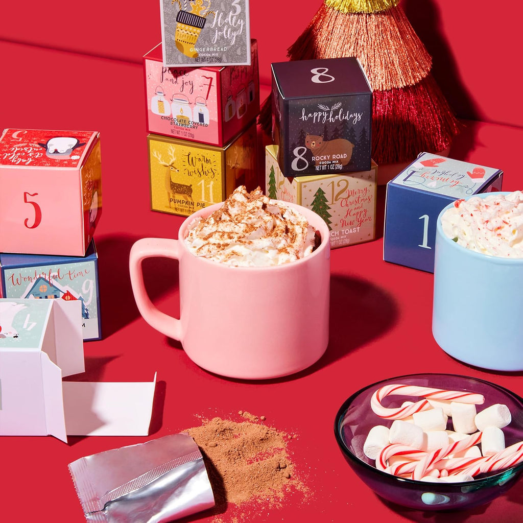 12 Days of Christmas Hot Chocolate Advent Calendar Countdown Calender Gift Set, 12 Pack Gourmet Hot Cocoa Mixes – Christmas Flavours