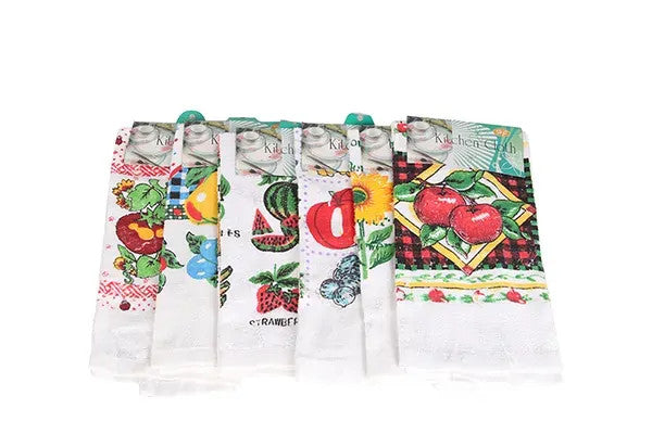 12x Kitchen Hand Towels, Assorted Terry Towelling Tea Cleaning Wiping Absorbent Towels (38 x 62cm)