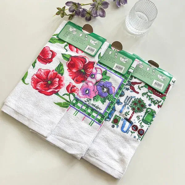 12x Kitchen Hand Towels, Assorted Terry Towelling Tea Cleaning Wiping Absorbent Towels (38 x 62cm)