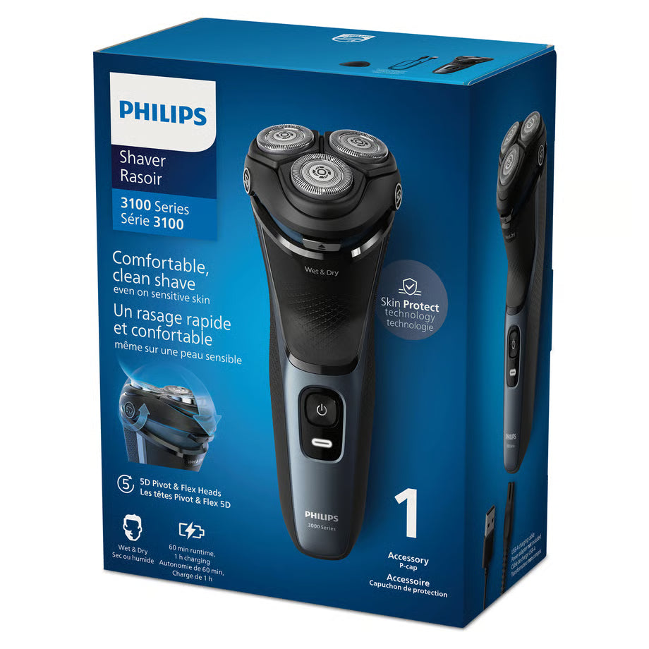 Philips Wet & Dry Electric Shaver, Cordless Rechargeable Men's Daily Razor, Pop-Up Trimmer