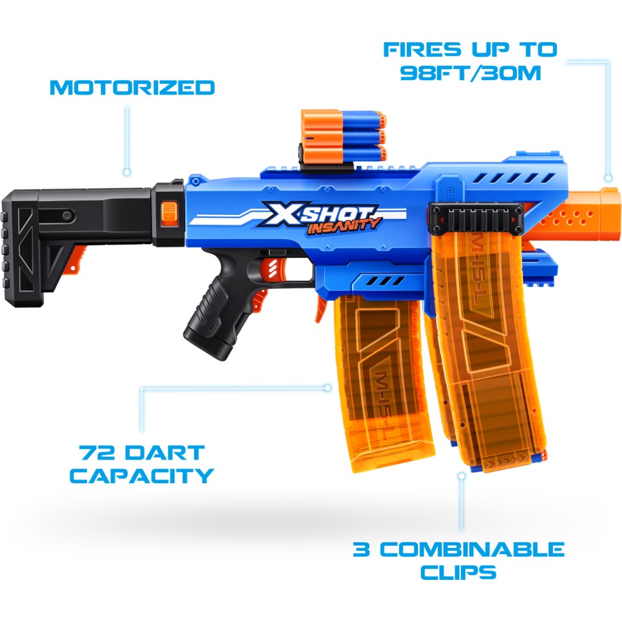 Zuru Kids Toy Blaster Shooting Gun Game with 72 Foam Darts, Childrens Motorised Blaster Toy