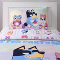 Bluey Teaparty Single Quilt Cover with Pillowcase Set, Kids Bedroom Bedding Decor