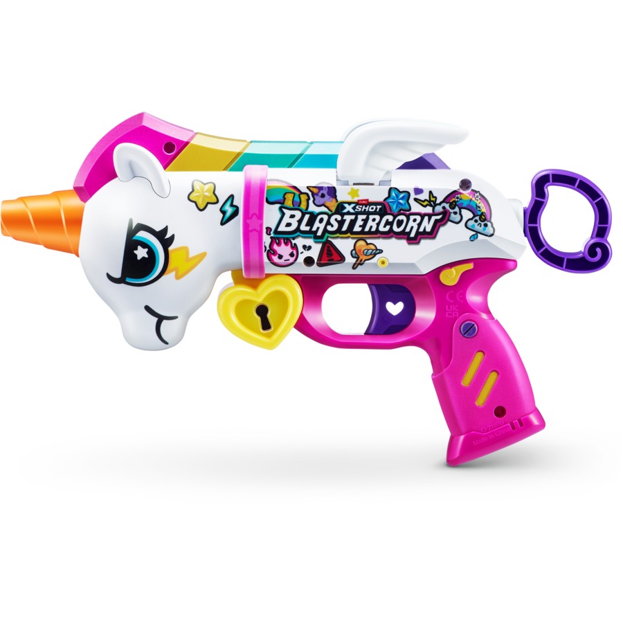 ZURU XSHOT Blastercorn Unicorn Blaster 16 Darts | Blastercorn | Unicorn Theme | Air Pocket Technology | Foam Darts
