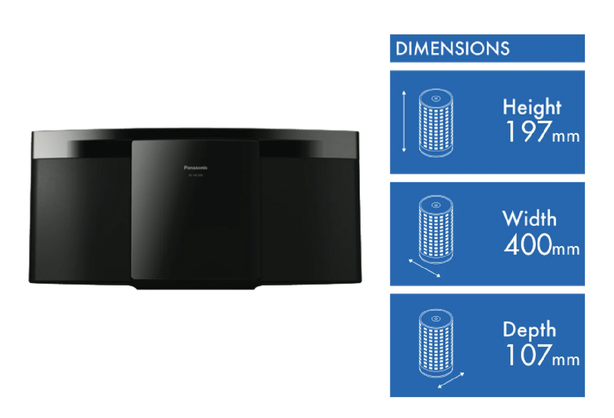 Panasonic Bluetooth Music System, CD Player AM/ FM Radio, USB Mini Hi-Fi System 20W Sound Machine