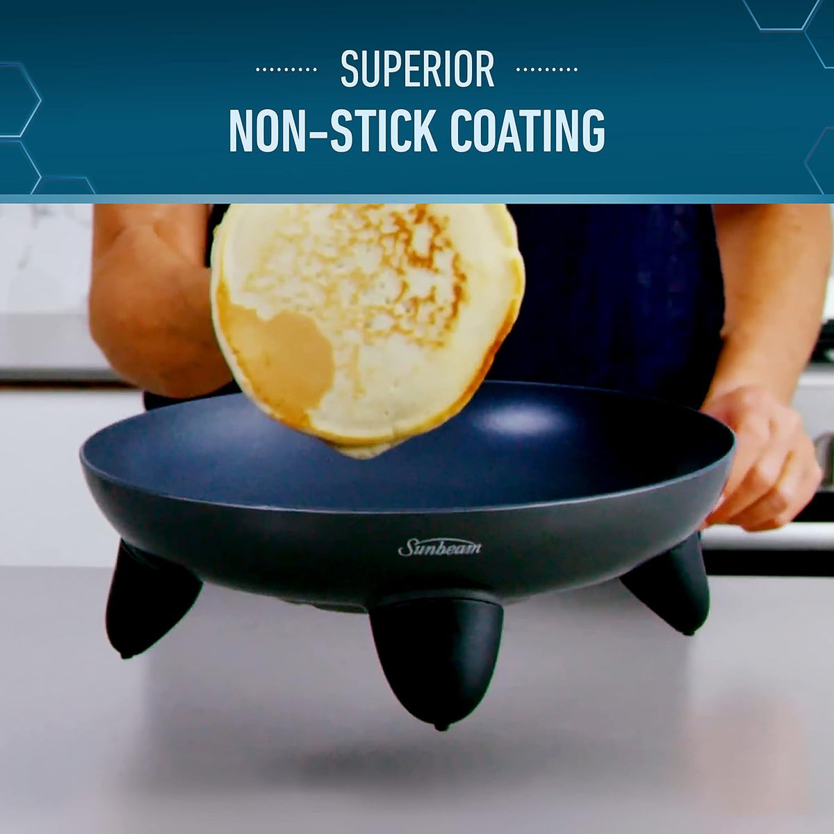 Sunbeam DiamondForce Skillet Electric Non-Stick Frypan Frying Pan with Dome Lid | Portable Cooking Frypan