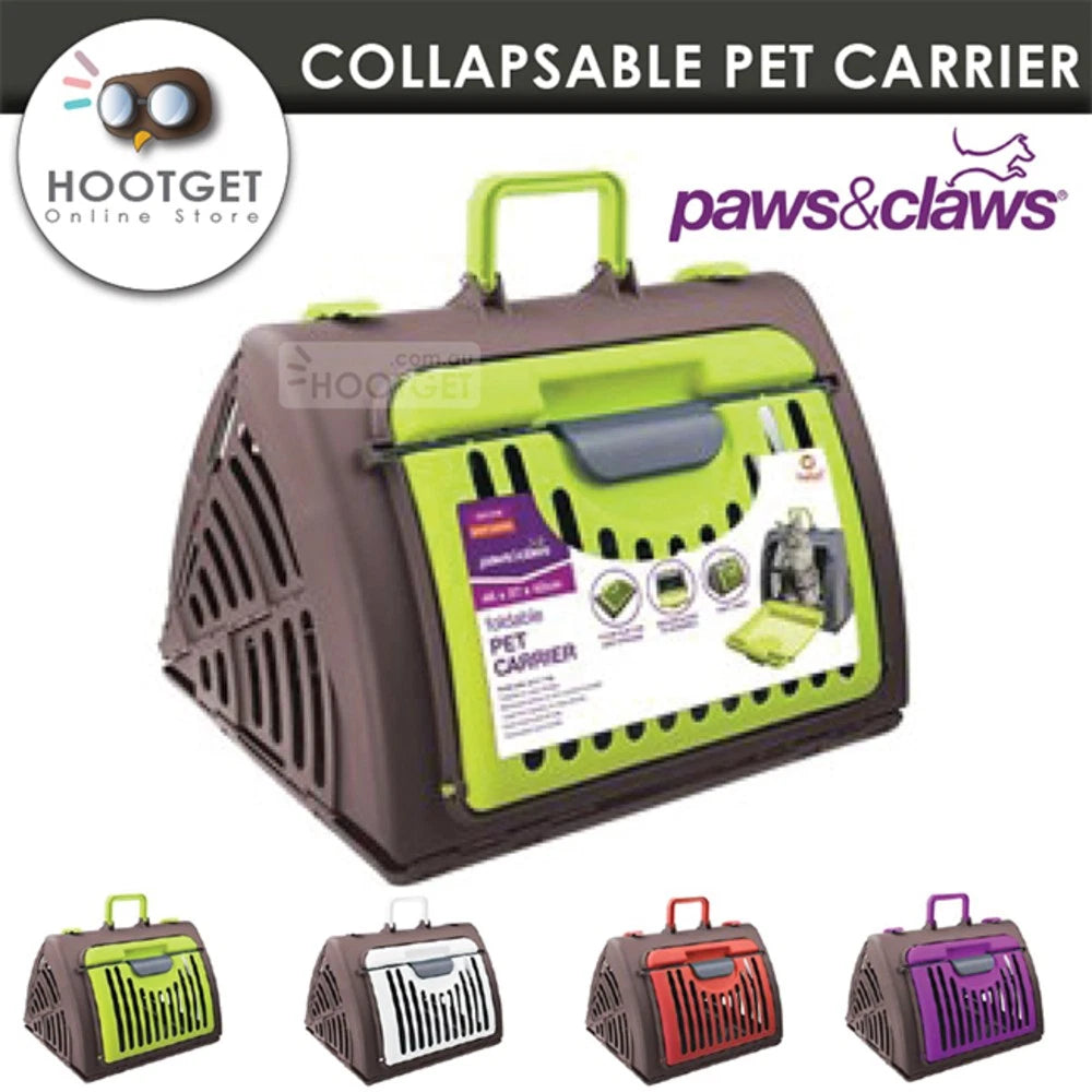 Paws N Claws Portable Pet Carrier | Travel Kitten Crate Carry Flexible Cage Dog Cat Rabbit