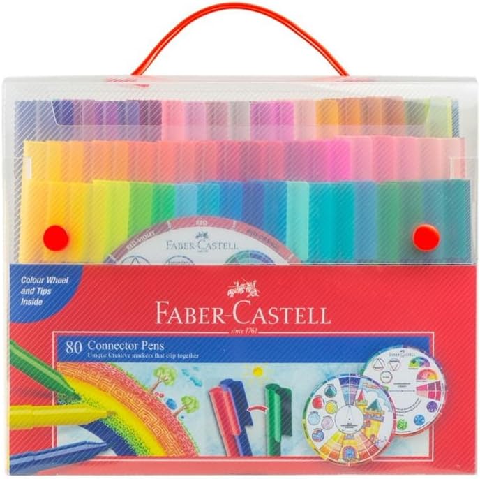 80 Pack Faber-Castell Connector Colouring Pens Markers | Kids Students Coloured Pens Writing Drawing