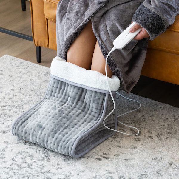 Heated Foot Massager | Electric Plush Feet Warming 4 Temperature Heat Fleece | Machine-washable