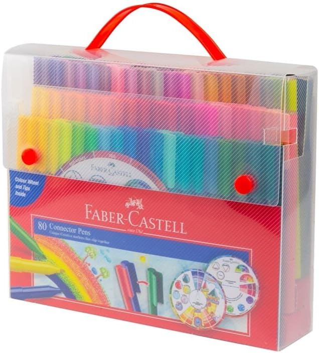 80 Pack Faber-Castell Connector Colouring Pens Markers | Kids Students Coloured Pens Writing Drawing