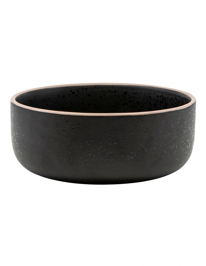 Salt & Pepper Dinner Set Stoneware 12pc Dining Set | Dinner Side Dish Plates/Bowls Black Dinnerware