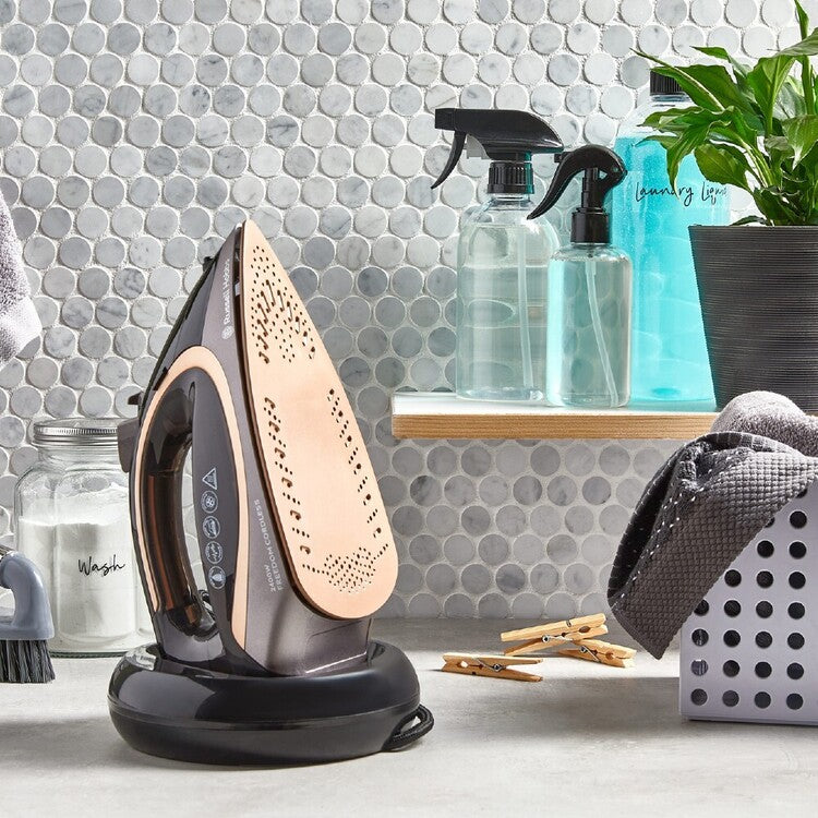 Russell Hobbs Cordless Garment Iron | Handheld Crease Remover Clothes Shirt Iron | Continuous Steam