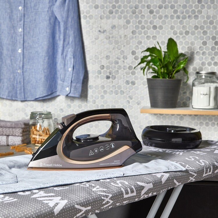Russell Hobbs Cordless Garment Iron | Handheld Crease Remover Clothes Shirt Iron | Continuous Steam