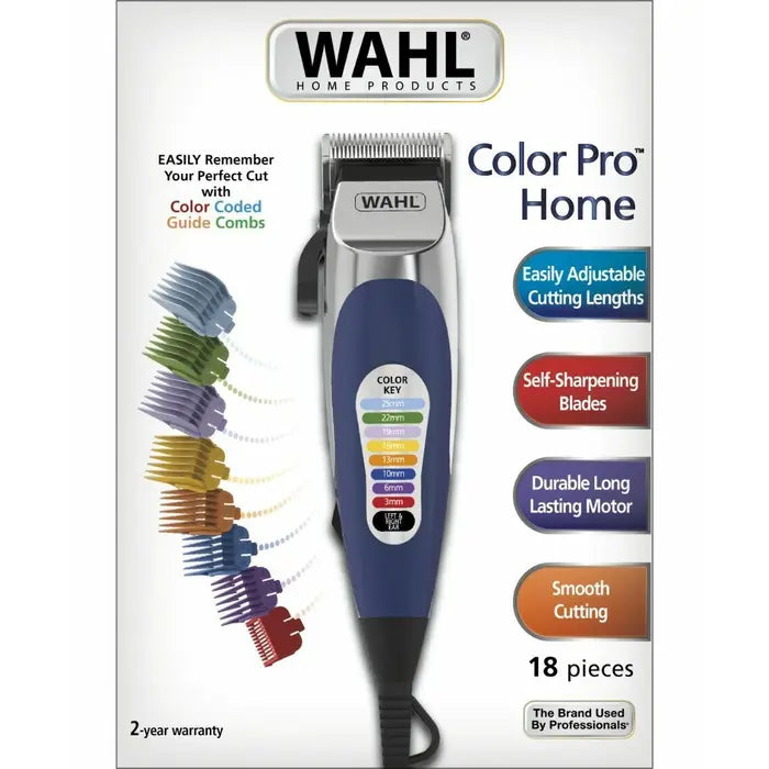 Wahl Men's Hair Clipper Set | Electric Color Pro Hair Cutting Shaver Home Barber Set