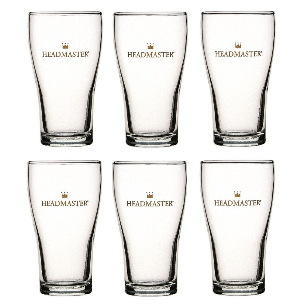 Set of 6 Conical Beer Alcohol Glasses - 425ml Schooner Craft Ale Lager Draught Drink Beverage Glassware