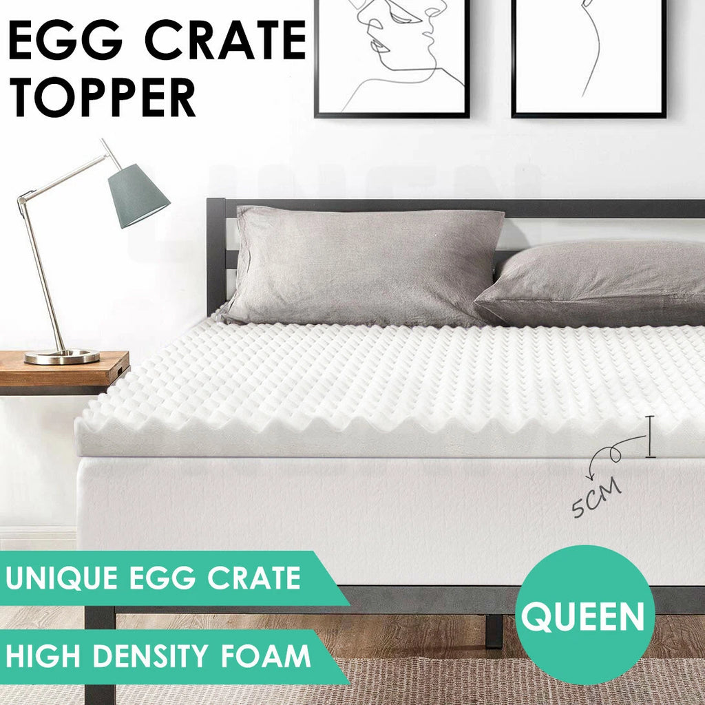 Queen Sized Premium Egg Crate 5cm Underlay Mattress Topper Protector Matress Protector