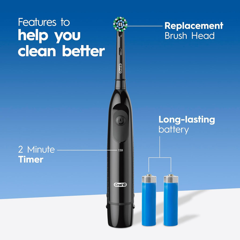Oral-B Electric Toothbrush, Battery Powered Teeth Cleaner Rechargeable Pro CrossAction, Plaque removal