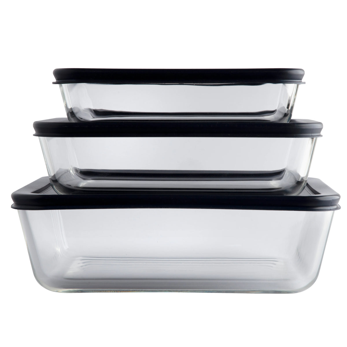Pyrex Rectangle Storage Containers 3 PC Set, High Quality Glass Food Storage Containers with Lids - Microwave and Dishwasher Safe
