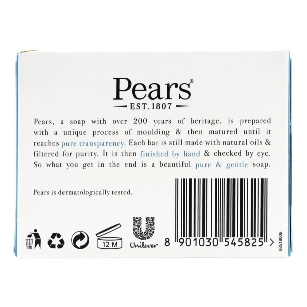 12x Pears Soap Bars Body Hand Wash Bar, with Natural Oils, Gentle on Skin, Mild Fragrance with Mint Extracts