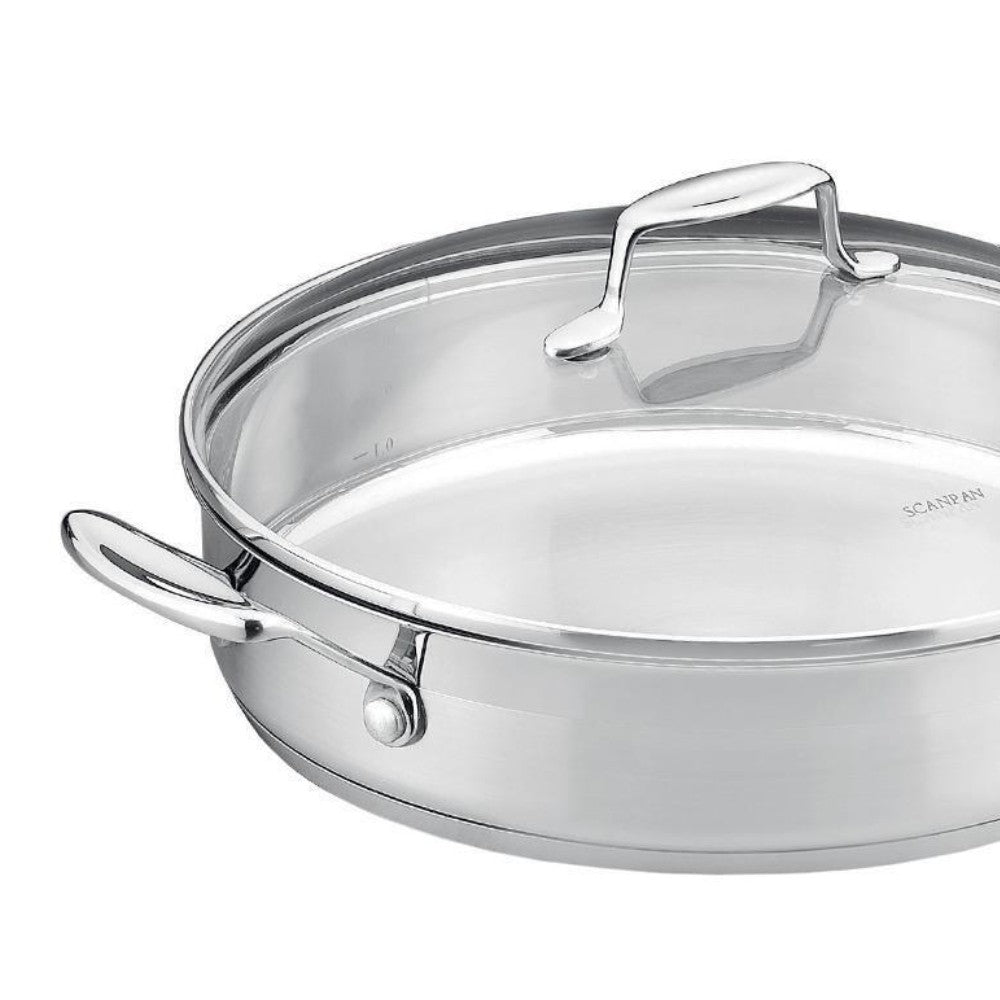 Scanpan 28cm Saute Pan with Glass Lid, Stainless Steel Oven Safe Cookware
