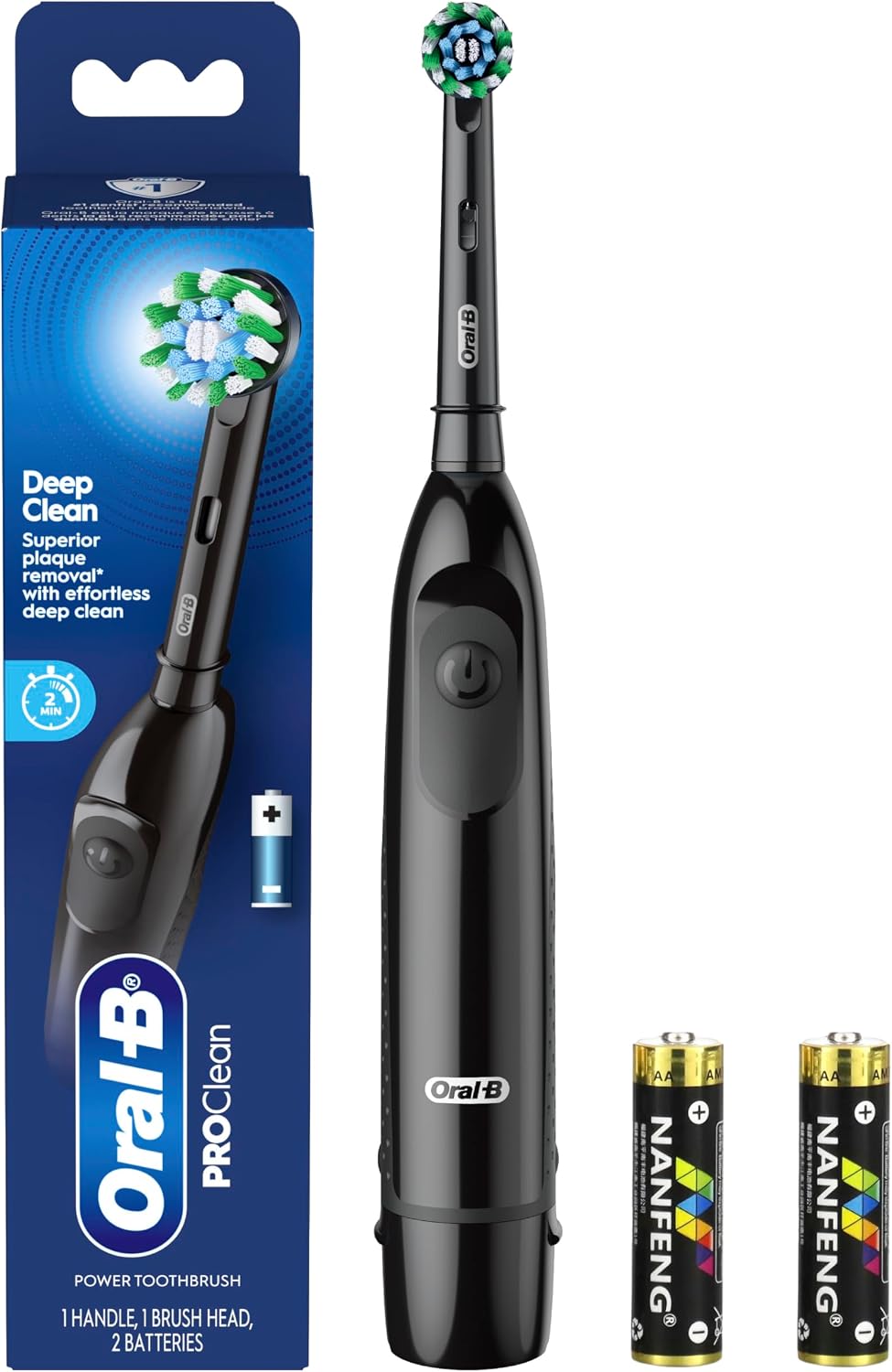Oral-B Electric Toothbrush, Battery Powered Teeth Cleaner Rechargeable Pro CrossAction, Plaque removal