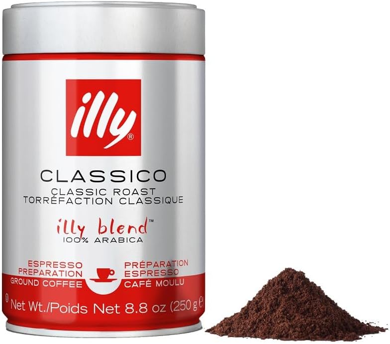 3x illy Espresso Ground Coffee Roasted Espresso Coffee 100% Arabica Beans - Classic Roast