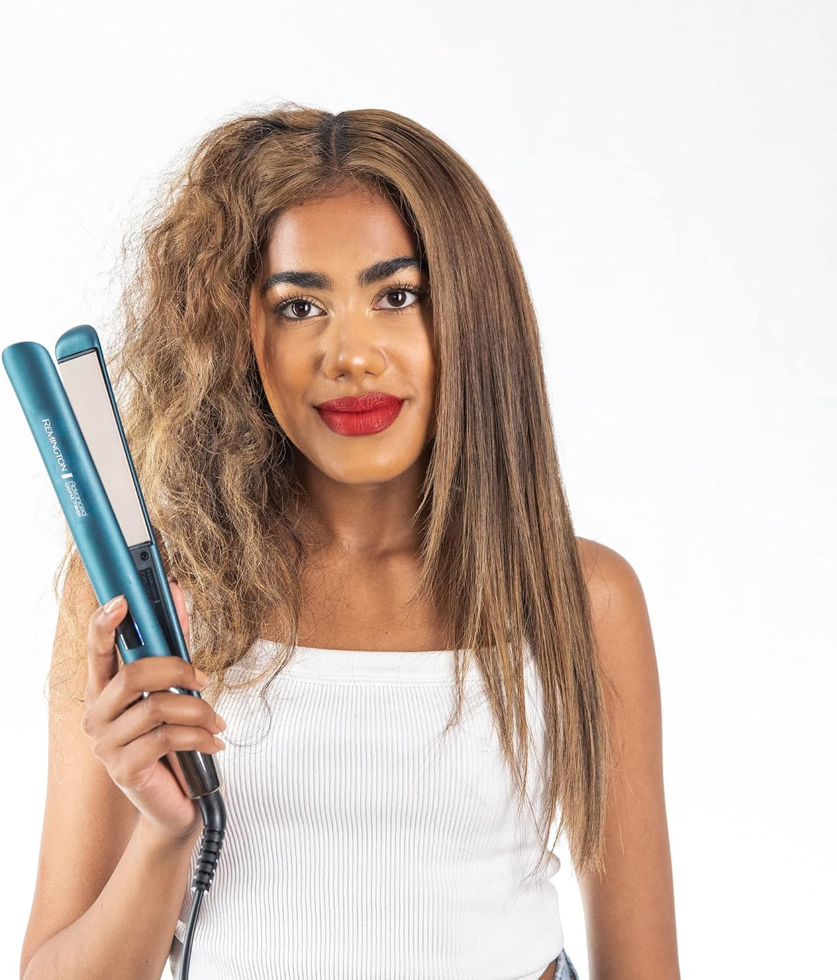 Remington Ceramic Hair Straightener, 110mm Salon Style Womens Heated Styler, Heat Sensor reduces damage