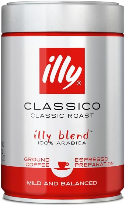 3x illy Espresso Ground Coffee Roasted Espresso Coffee 100% Arabica Beans - Classic Roast