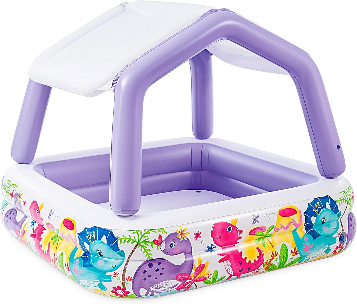 Intex Shaded Swimming Pool, Inflatable Kids Toy Above Ground Splash Play Pool with Sun Shade Canopy (Purple)