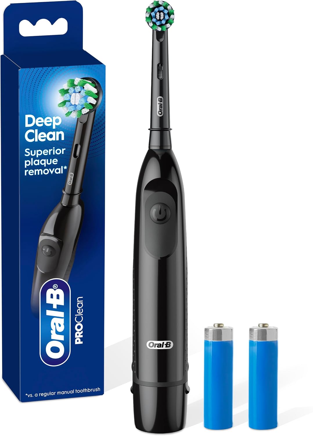 Oral-B Electric Toothbrush, Battery Powered Teeth Cleaner Rechargeable Pro CrossAction, Plaque removal