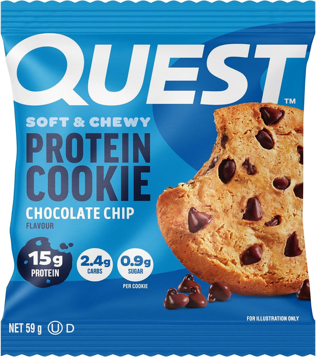 12x Quest Chocolate Chip Protein Cookie High Protein, Keto Friendly, Low Carb Diet Exercise Gym Workout Food