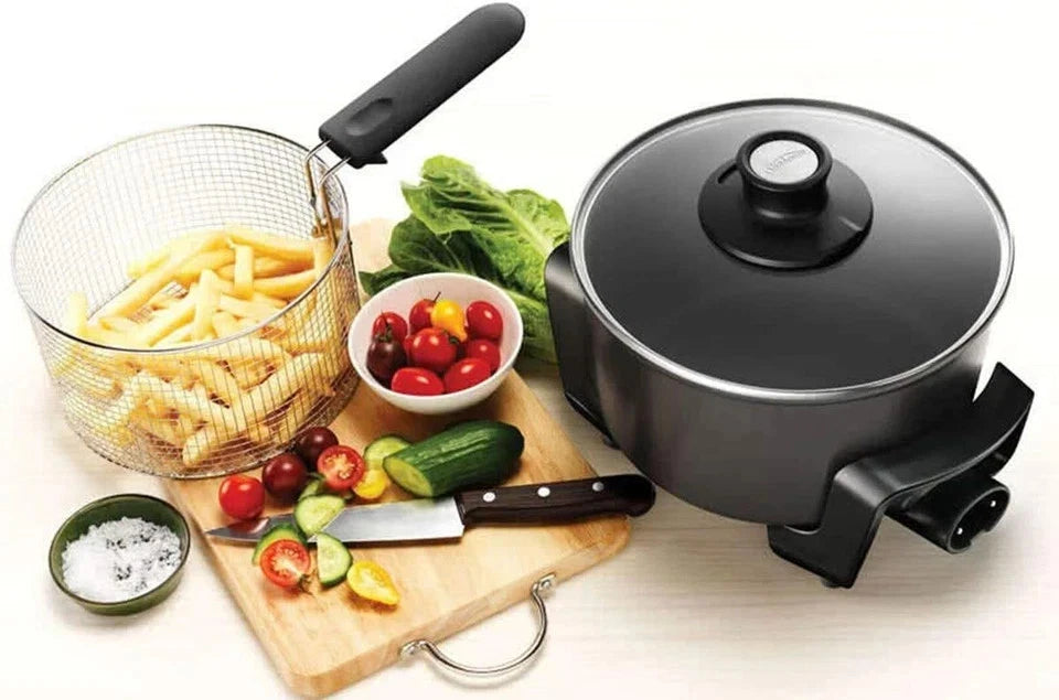 Sunbeam Deep Fryer Multi-Cooker Saucepan with Lid, 5L Portable Kitchen Cooking Appliance, Hot Chips Nuggets and more