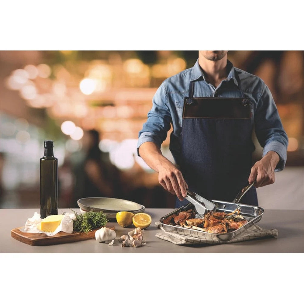 Tramontina Square Skillet Grill 30.8cm Griddle Pan Stainless Steel Healthy Cooking Sear Meats Steak Fish Grill