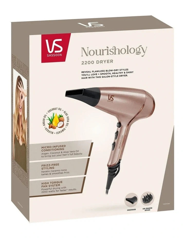 Vs Sassoon 2200W Hair Dryer Blowdryer, Hairdryer Powerful Compact Lightweight, Hair Styler Women's Drying